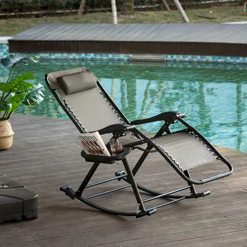Chaise longue inclinable zéro gravité grise Outsunny