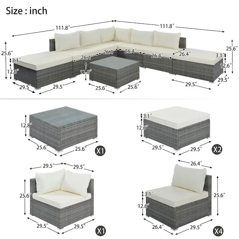 Ensembles de meubles de patio extérieurs 8 pièces, ensemble de canapés en osier pour conversation de jardin