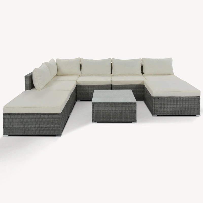 Ensembles de meubles de patio extérieurs 8 pièces, ensemble de canapés en osier pour conversation de jardin