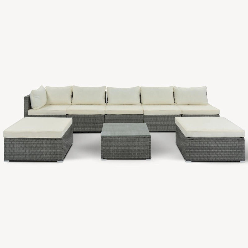 Ensembles de meubles de patio extérieurs 8 pièces, ensemble de canapés en osier pour conversation de jardin