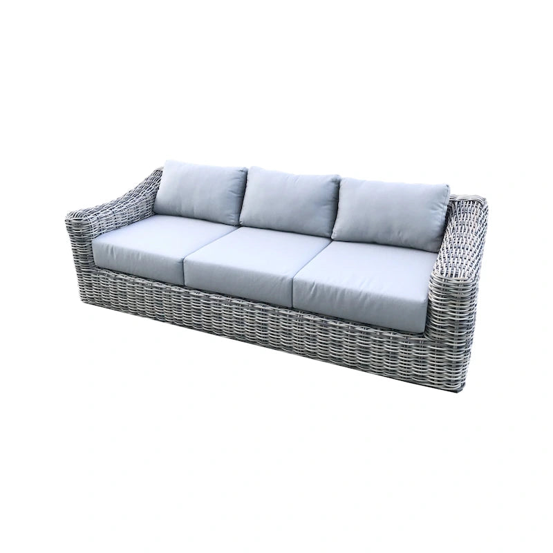 Canapé en osier trois tons gris/blanc cassé/beige avec coussin Teva Patio Furniture Hawaii