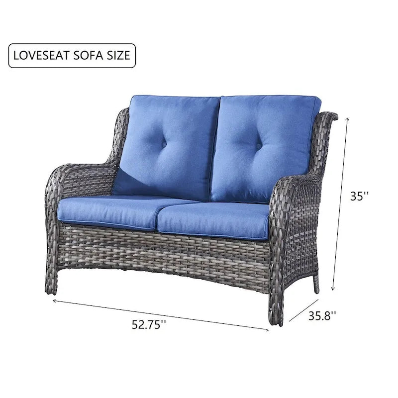 Gymojoy Canapé d'extérieur en osier avec coussin, canapé de patio en rotin