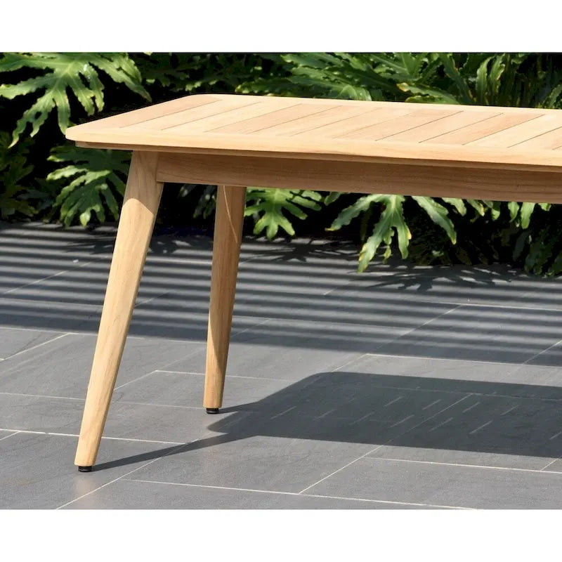 Table basse rectangulaire en teck d'extérieur style nordique. 100% bois de teck