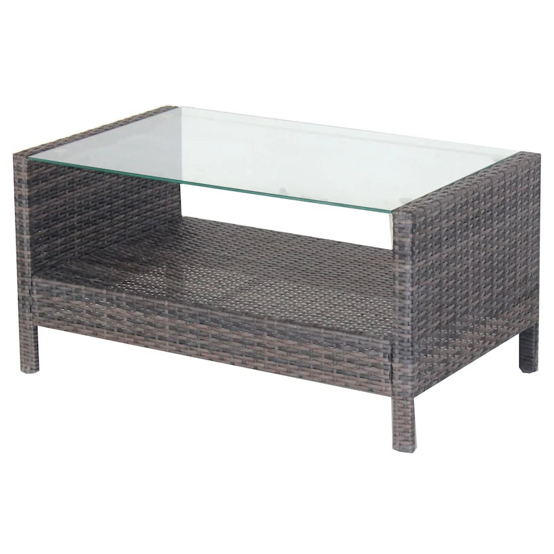 Table basse de patio extérieur avec verre trempé transparent