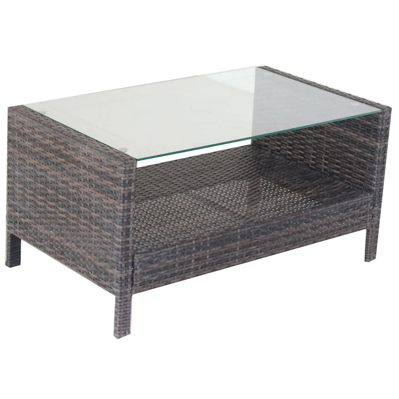 Table basse de patio extérieur avec verre trempé transparent
