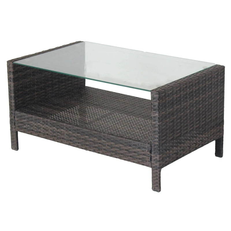 Table basse de patio extérieur avec verre trempé transparent