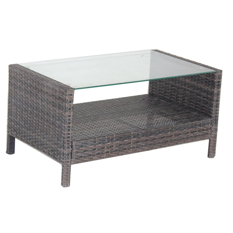 Table basse de patio extérieur avec verre trempé transparent