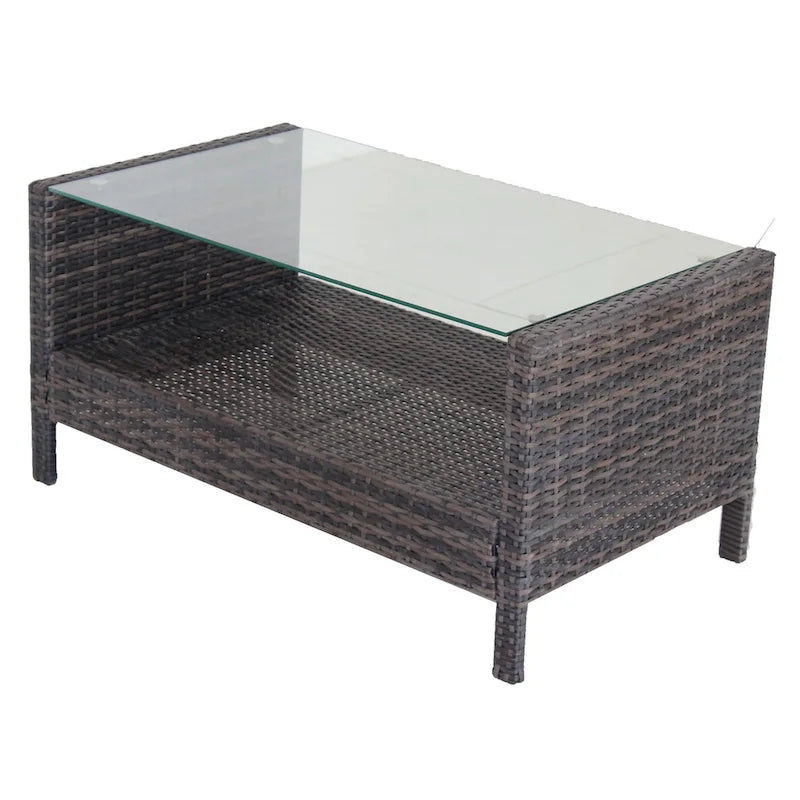 Table basse de patio extérieur avec verre trempé transparent