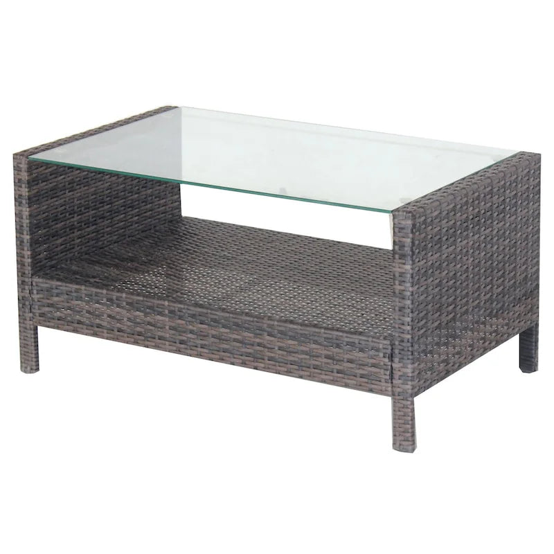 Table basse de patio extérieur avec verre trempé transparent
