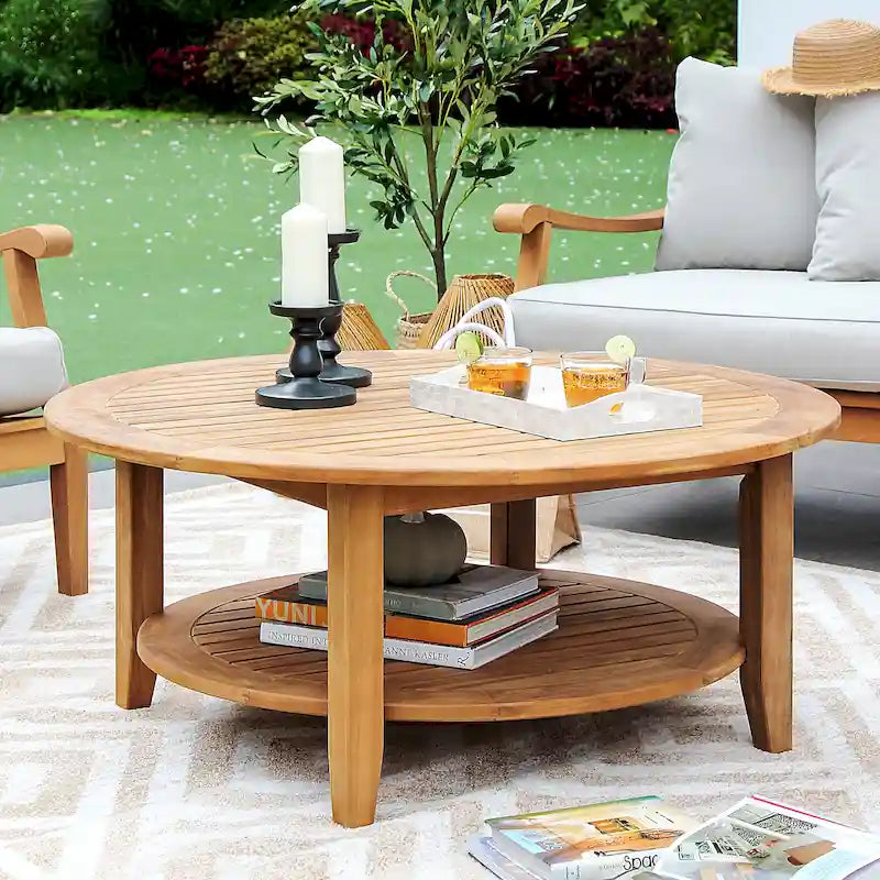 Table basse de jardin ronde en teck Cambridge Casual Leon