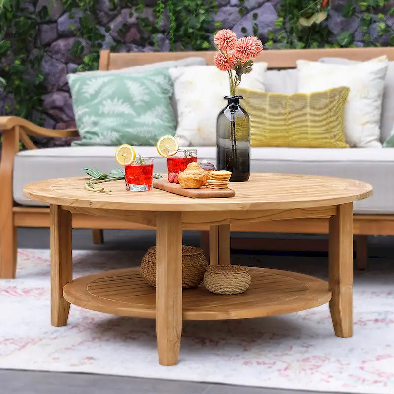Table basse de jardin ronde en teck Cambridge Casual Leon