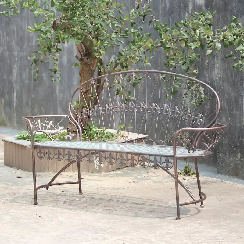 Garden Bench with Curved Back Paris 1968 in Antique Bronze - 34.96x21.65x38.58