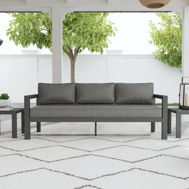 Canapé d'extérieur en aluminium gris Grayton – 81 x 32 x 29