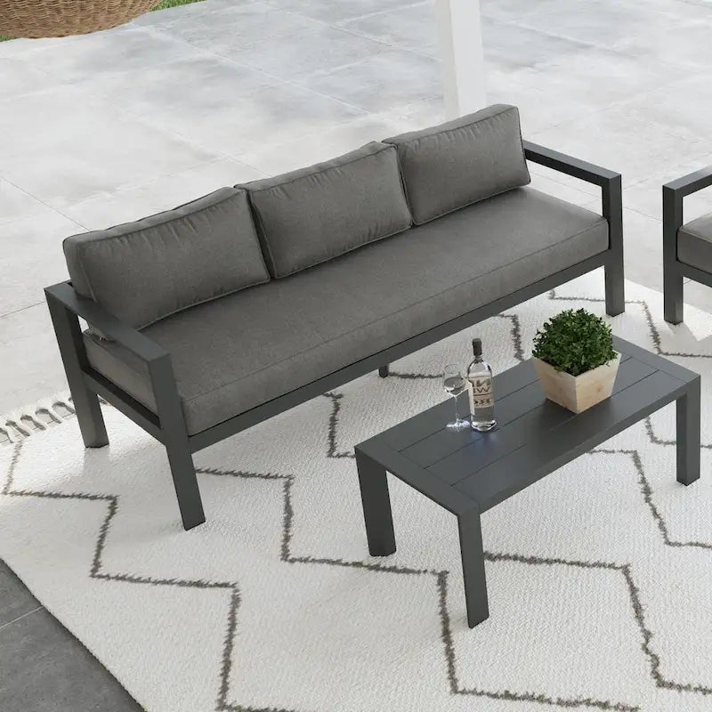 Canapé d'extérieur en aluminium gris Grayton – 81 x 32 x 29