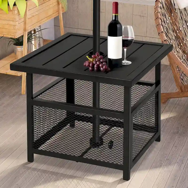 Outdoor Patio Side Table Coffee Bistro Table with 1.57 Umbrella Hole