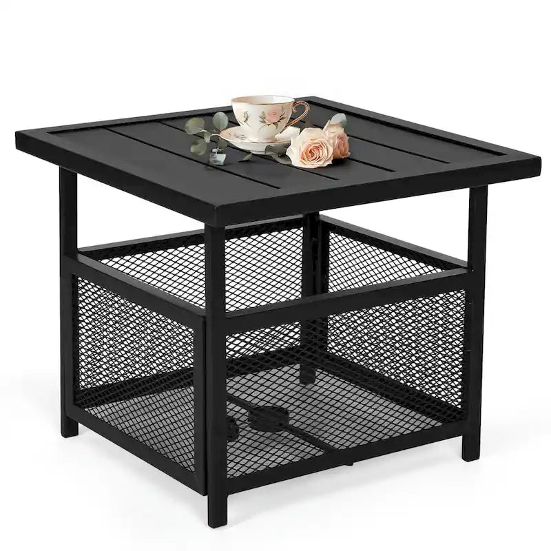 Table d'appoint de patio extérieur Table de bistrot avec trou pour parasol de 4 cm