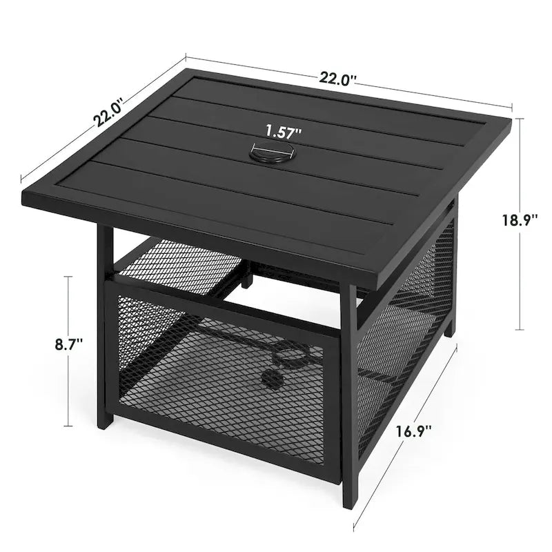 Table d'appoint de patio extérieur Table de bistrot avec trou pour parasol de 4 cm