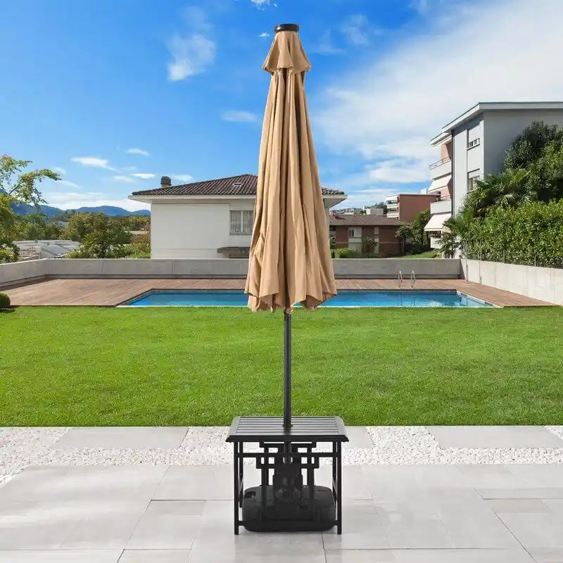 Table d'appoint d'extérieur carrée en métal PATIO FESTIVAL avec trou pour parasol