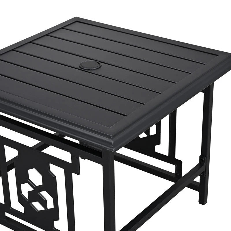 Table d'appoint d'extérieur carrée en métal PATIO FESTIVAL avec trou pour parasol
