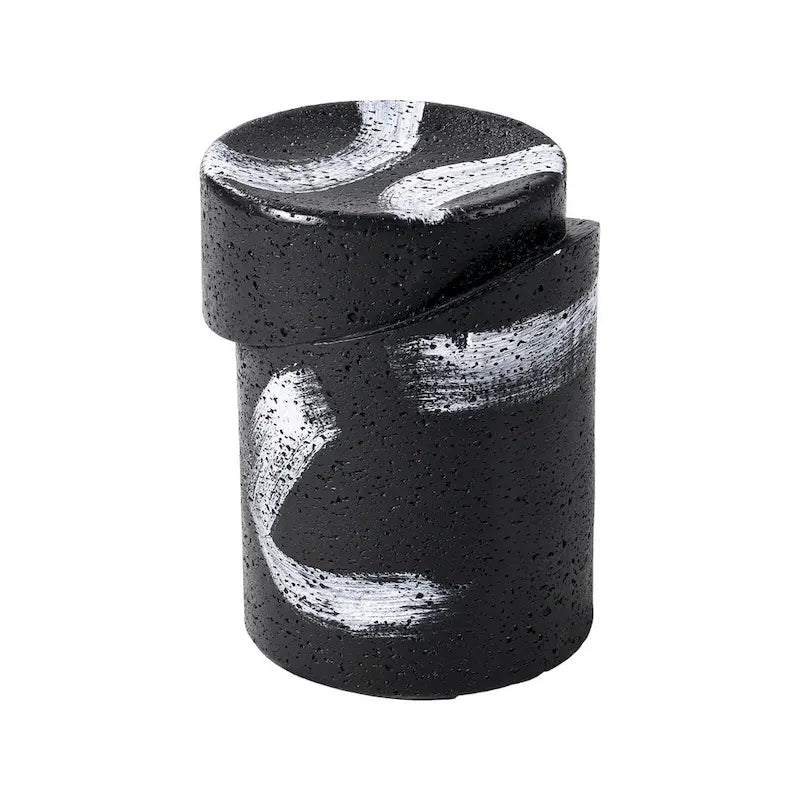 Table d'appoint d'extérieur COSIEST en béton de MgO noir de forme cylindrique