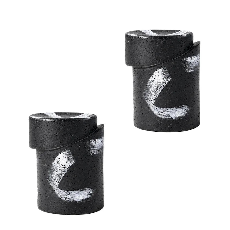 Table d'appoint d'extérieur COSIEST en béton de MgO noir de forme cylindrique