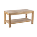 RRI Goods Teak wood Patio Table, Rectangular Natural Wood Coffee Table With Storage for Balcony, Lawn, Backyard