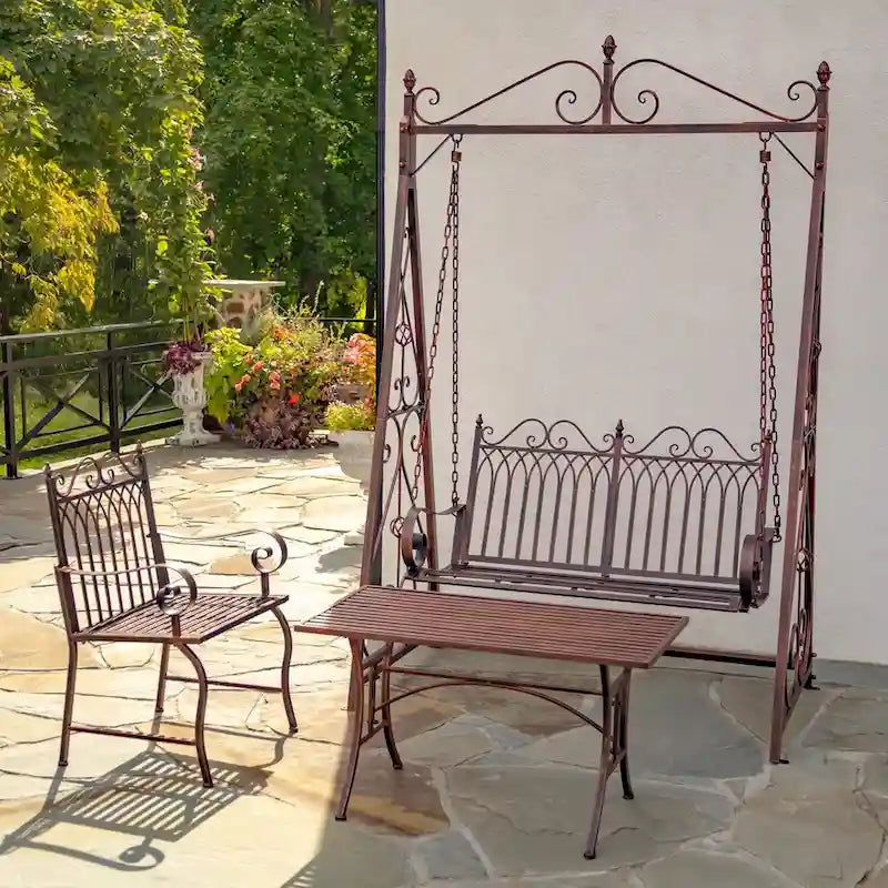 Banc-balançoire en fer Tserovani en bronze - 57,5x35x91