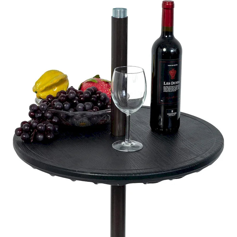 Outdoor Adjustable Umbrella Table, Portable Round Table Tray with Umbrella Hole