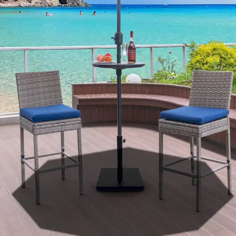 Table de parasol d'extérieur réglable, plateau de table rond portable avec trou pour parasol