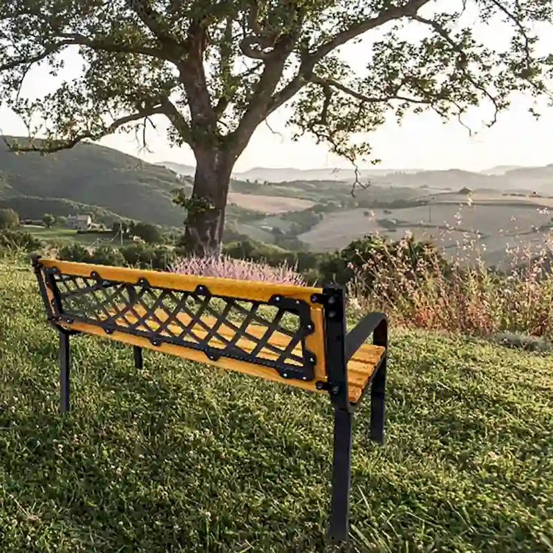 DAVEE FURNITURE Banc de jardin en fer et bois dur – 28,74 H x 46,46 L x 20,47 P
