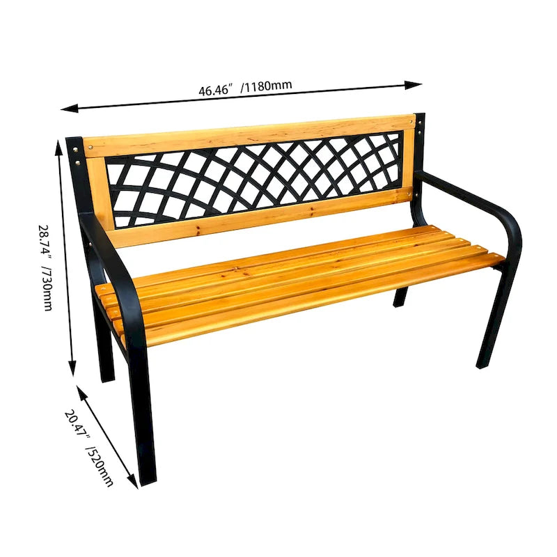DAVEE FURNITURE Banc de jardin en fer et bois dur – 28,74 H x 46,46 L x 20,47 P