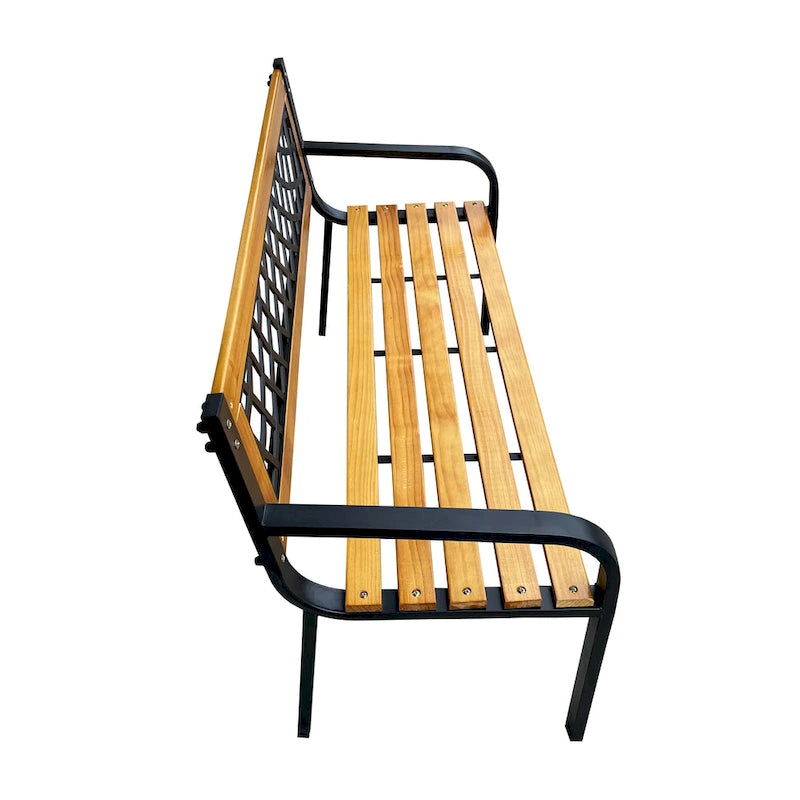 DAVEE FURNITURE Banc de jardin en fer et bois dur – 28,74 H x 46,46 L x 20,47 P