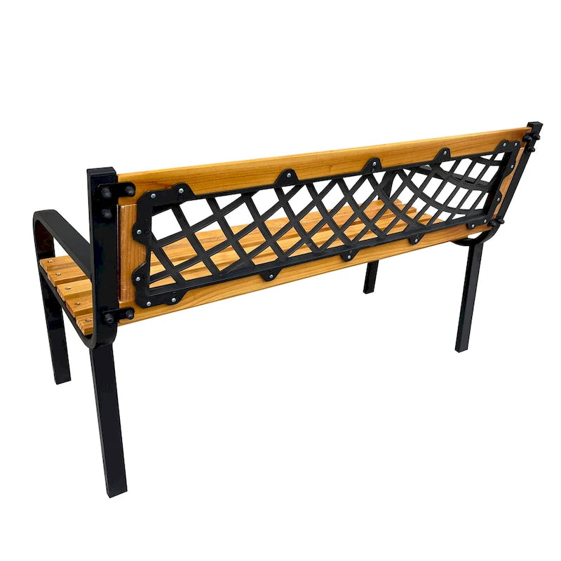DAVEE FURNITURE Banc de jardin en fer et bois dur – 28,74 H x 46,46 L x 20,47 P