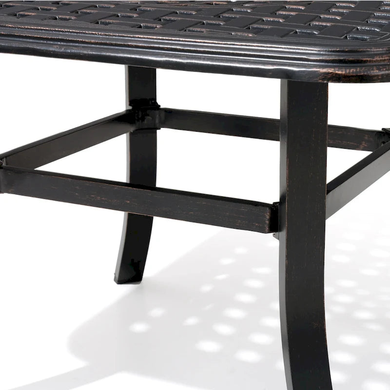 Pellebant Table Carrée d'Extérieur en Fonte d'Aluminium avec Trou pour Parasol - 24,02"L x 24,02"l x 17,52"H