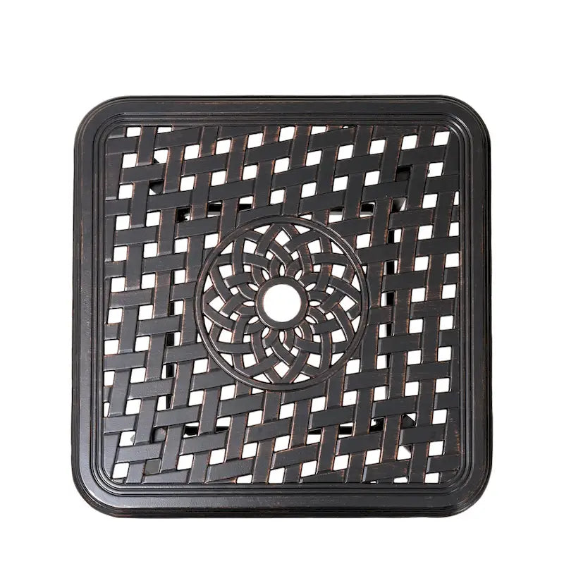 Pellebant Table Carrée d'Extérieur en Fonte d'Aluminium avec Trou pour Parasol - 24,02"L x 24,02"l x 17,52"H