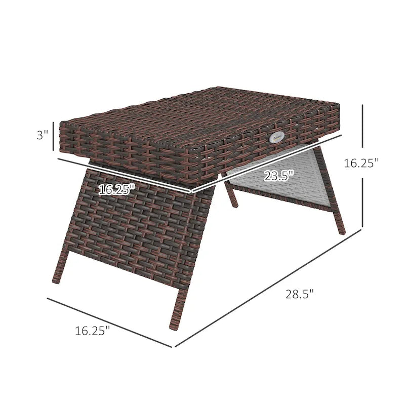 Table d'appoint pliante en rotin Outsunny, Table d'appoint extérieure, Table basse en rotin PE tressé à la main