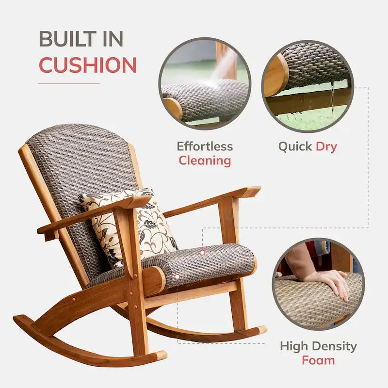Fauteuil à bascule d'extérieur en bois de teck 3 pièces Cambridge Casual Auburn