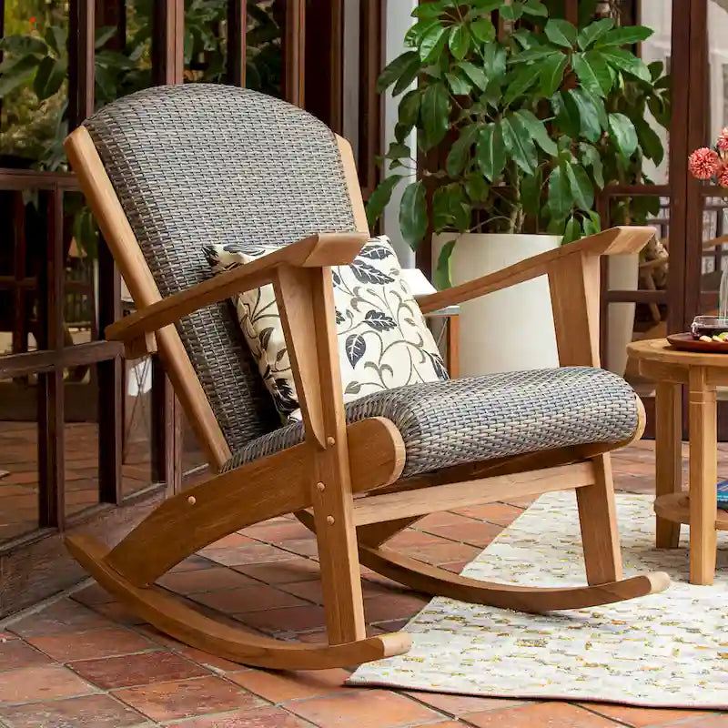 Fauteuil à bascule d'extérieur en bois de teck 3 pièces Cambridge Casual Auburn