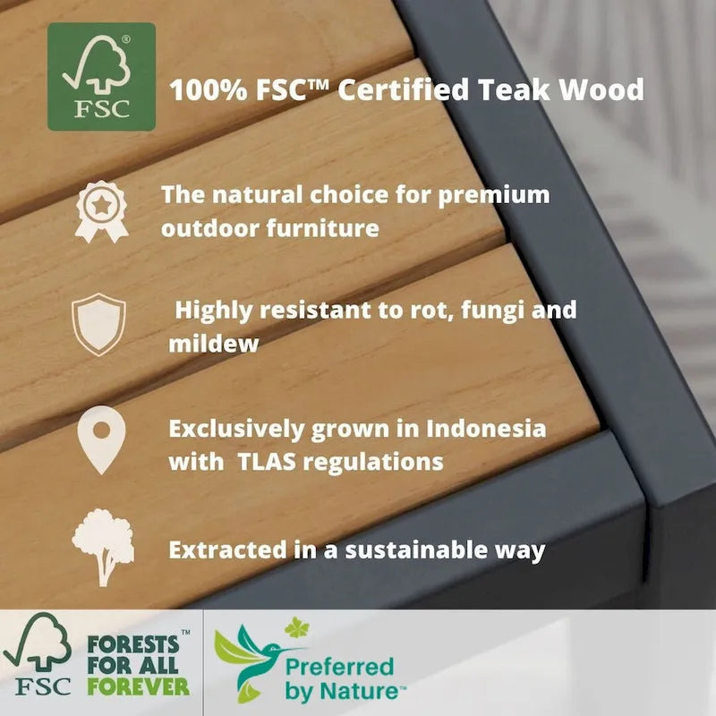 Amazonia Ensemble de 2 fauteuils de patio extérieur Arnhou en teck certifié FSC avec coussins