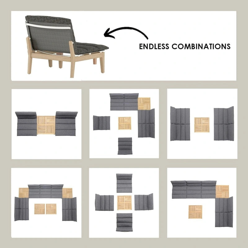 Amazonia Ensemble de 2 fauteuils de patio extérieur Arnhou en teck certifié FSC avec coussins