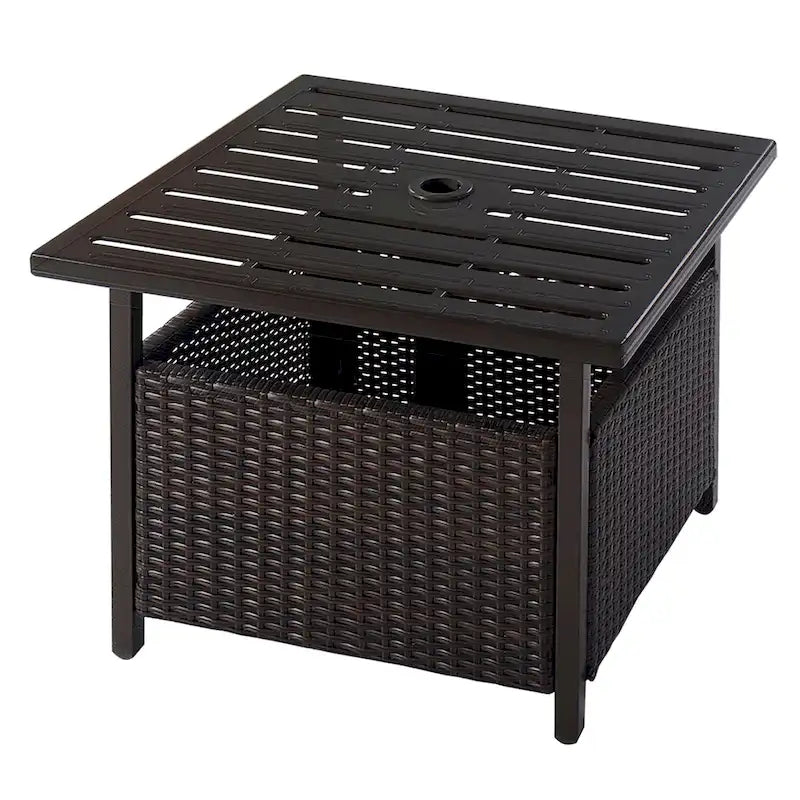 Table d'appoint en rotin osier Meubles d'extérieur Table de parasol de terrasse Marron