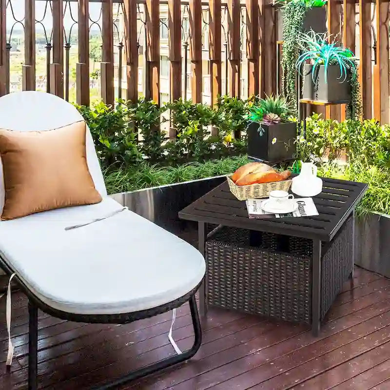 Table d'appoint en rotin osier Meubles d'extérieur Table de parasol de terrasse Marron