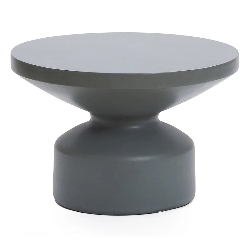 Table basse ronde en MgO gris, intérieur et extérieur - 40,99 H x 61,49 L x 61,49 P