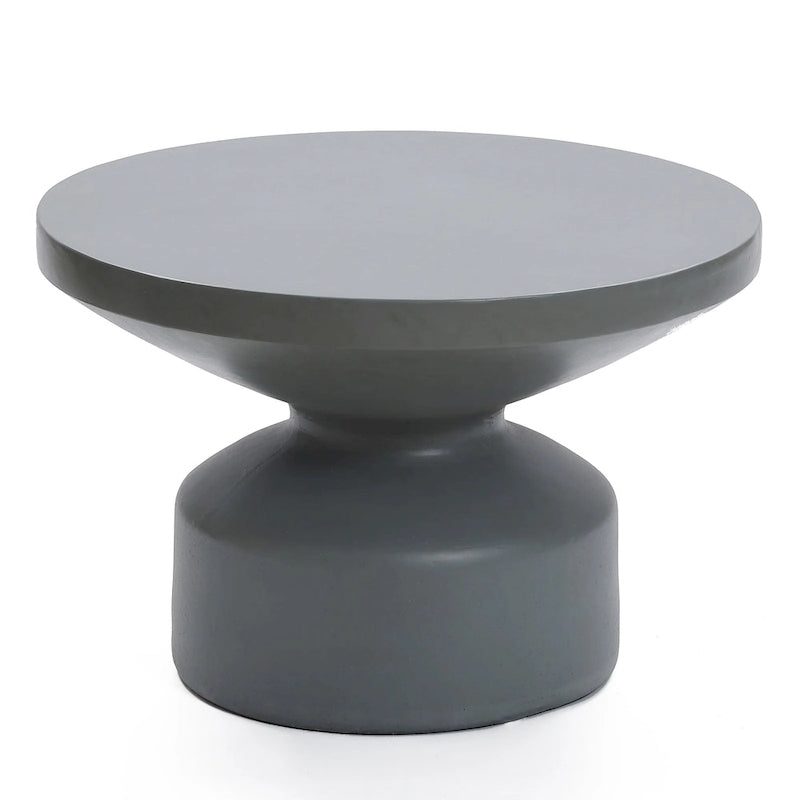 Table basse ronde en MgO gris, intérieur et extérieur - 40,99 H x 61,49 L x 61,49 P
