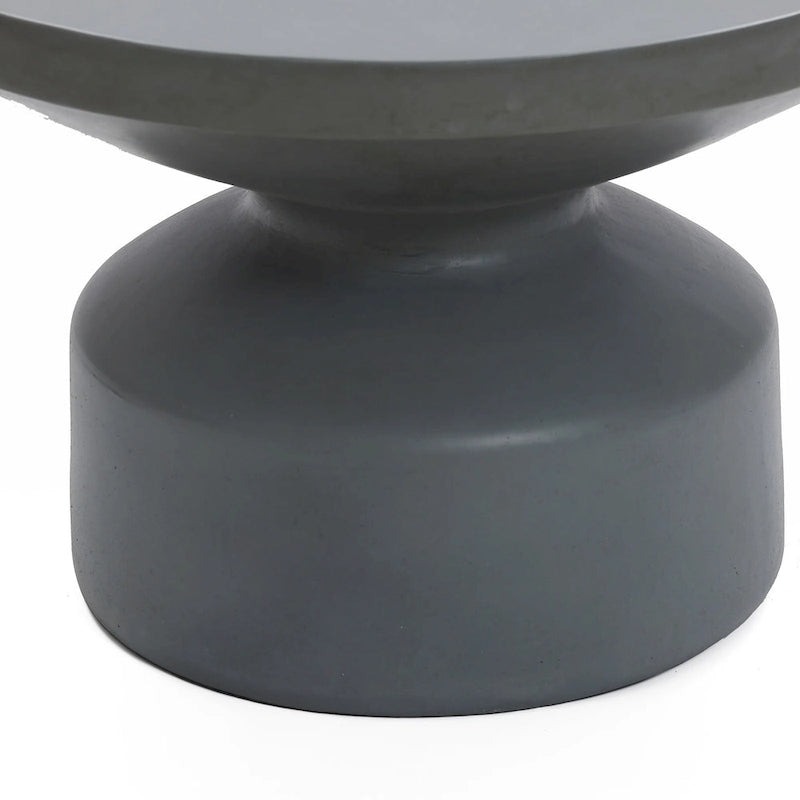 Table basse ronde en MgO gris, intérieur et extérieur - 40,99 H x 61,49 L x 61,49 P