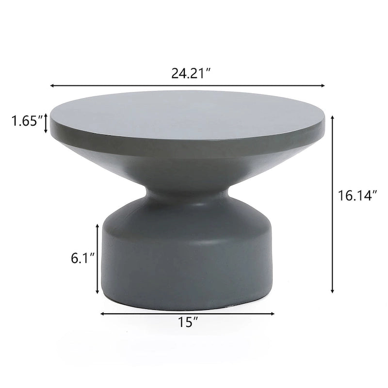 Table basse ronde en MgO gris, intérieur et extérieur - 40,99 H x 61,49 L x 61,49 P