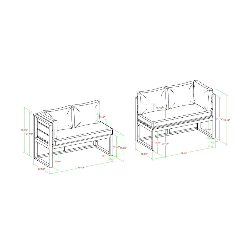 Middlebrook Hampton ensemble de 4 meubles de sectionnel et table basse d'extérieur
