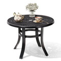 Table d'appoint de patio en aluminium moulé, ronde, d'extérieur avec trou pour parasol - 23,62 po de diamètre x 17,72 po de hauteur