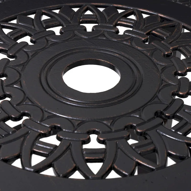 Table d'appoint de patio en aluminium moulé, ronde, d'extérieur avec trou pour parasol - 23,62 po de diamètre x 17,72 po de hauteur