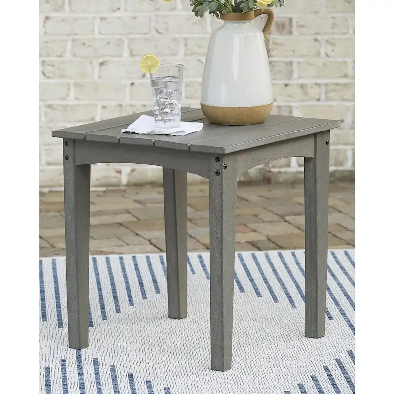 Signature Design by Ashley Visola Gray Square Outdoor Poly All Weather End Table - 21W x 21D x 24H